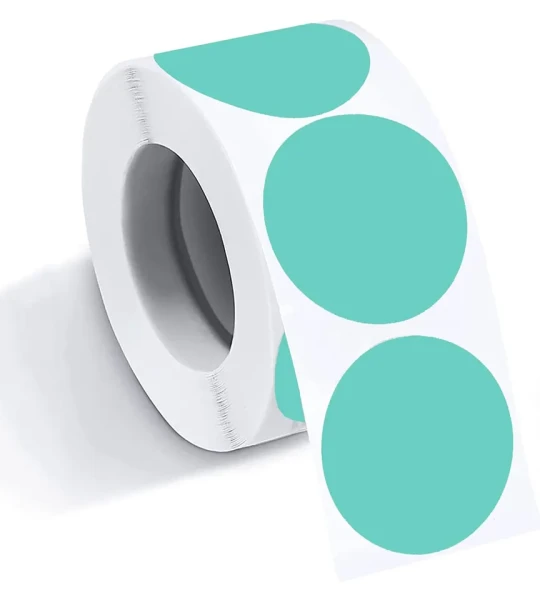 Custom Self Adhesive Colored Circle Direct Thermal Sticker Label Round Thermal Label Roll Compatible with Pink Thermal Printer